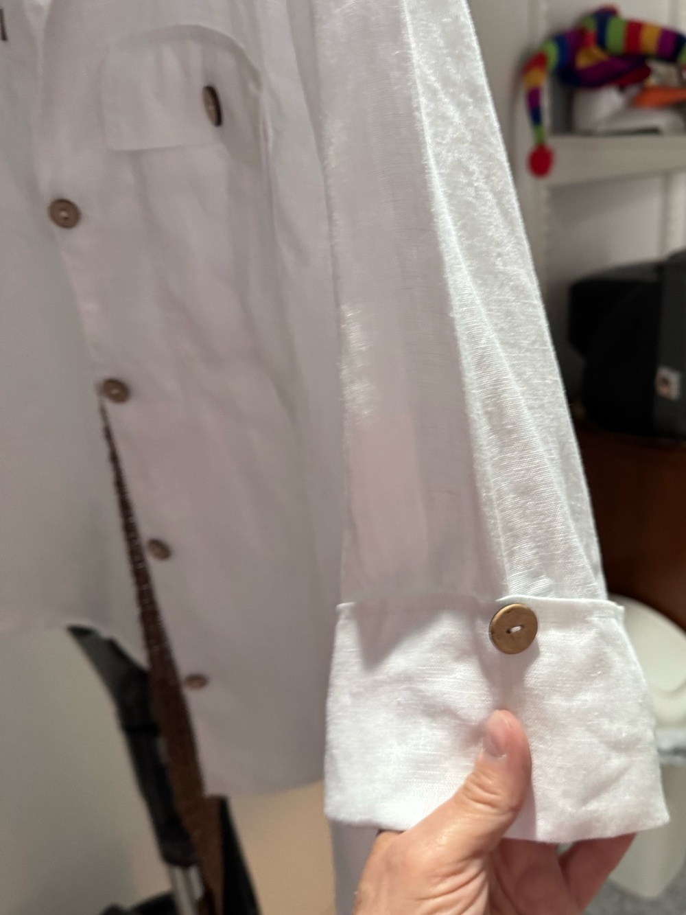 Zara White 100% Linen Shirt Jacket with Button Pockets and Sleeve Detail - Picture 3 of 4